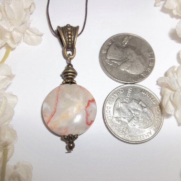 Necklace, Boho Necklace, Boho Jewelry, Faux Jasper Necklace, Gray Necklace, 7658 - Picture 3 of 10